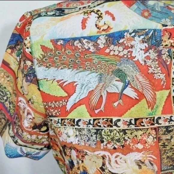 Vintage 70s Novelty Print keyhole blouse.  Size Large - Picture 15 of 15